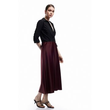 Fusta de satin cu talie inalta