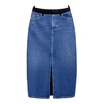 Fusta  denim poliester/bumbac/viscoza/elastan - albastru -