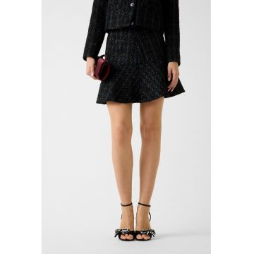 Fusta din amestec de lana cu volane - Negru