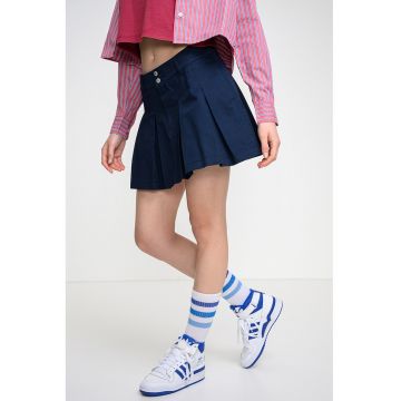 Fusta din bumbac cu pliuri - Bleumarin