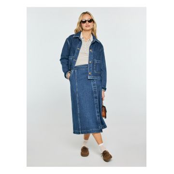 Fusta din denim cu buzunare laterale Roxana