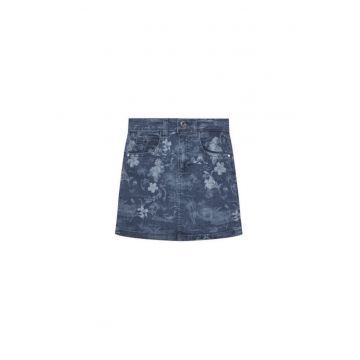 Fusta din denim cu model floral
