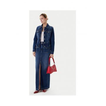 Fusta din denim de amestec de lyocel cu slit frontal