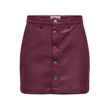 Fusta din imitatie de piele -  bordo - femei