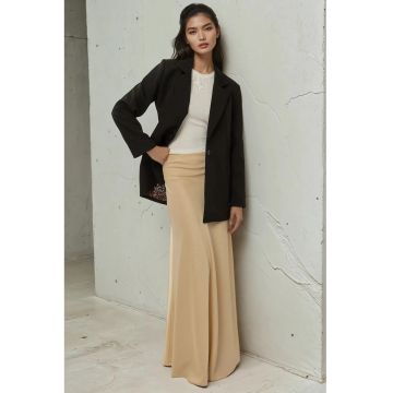 Fusta din satin lunga cu talie medie