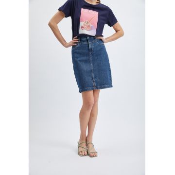 Fusta dreapta de denim - Albastru inchis