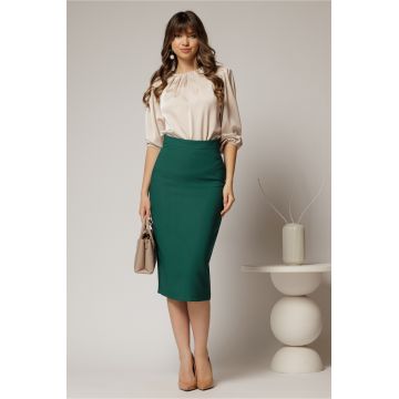 Fusta DY Fashion verde midi conica office