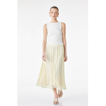 Fusta evazata cu pliu inversat - Galben pal