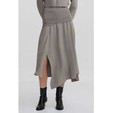 Fusta evazata cu slit lateral - Gri