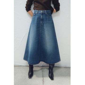 Fusta evazata din denim - Albastru royal