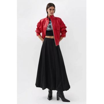 Fusta  fusta maxi cu imprimeu balon - negru - textil -