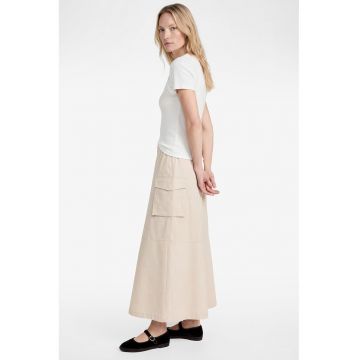 Fusta lunga cu buzunare - Crem
