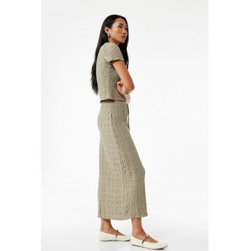 Fusta lunga cu snur si aspect texturat - Grej