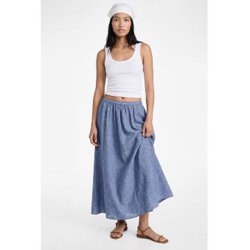 Fusta lunga cu talie elastica - Albastru stins