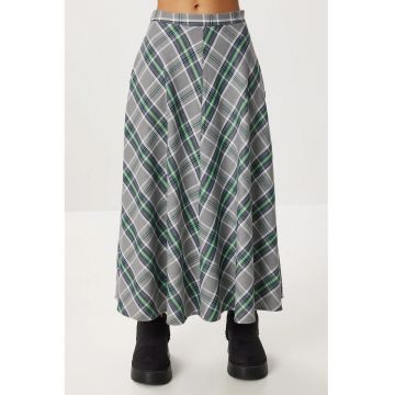 Fusta lunga - Happiness Istanbul - model in carouri - poliester - gri/verde