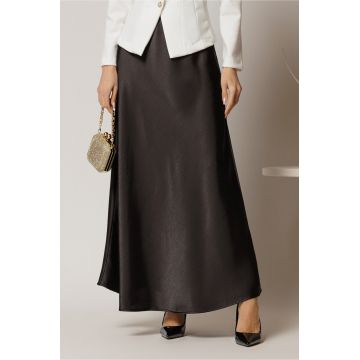 Fusta lunga neagra din satin