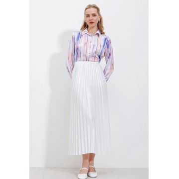 Fusta lunga  talie inalta - alb - 100% poliester - One Size