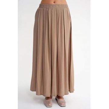 Fusta lunga  talie inalta - buzunare - maro
