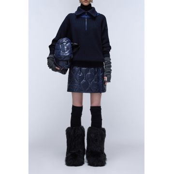 Fusta matlasata cu vatelina si croiala in A - Bleumarin