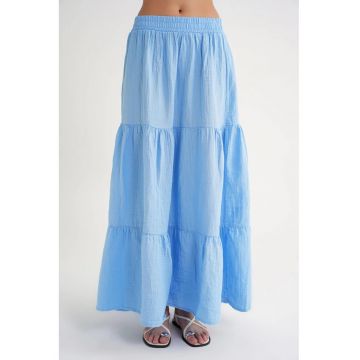 Fusta maxi -  bumbac - albastru deschis
