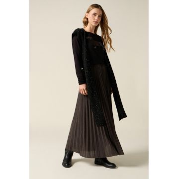 Fusta maxi cu pliuri - Maro inchis