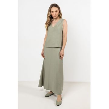 Fusta maxi evazata -  raion-nailon - verde