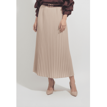 Fustă Maxi Plisată – Eleganță și Fluiditate - Bej