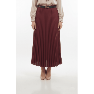 Fustă Maxi Plisată – Eleganță și Fluiditate - Grena