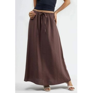 Fusta maxi  talie inalta - culoare maro - material textil