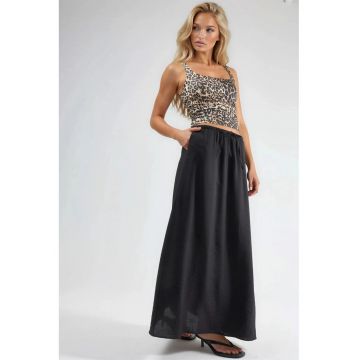 Fusta maxi  talie inalta - neagra - textil