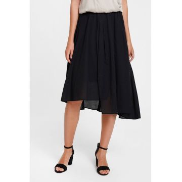 Fusta midi asimetrica din bumbac - Negru