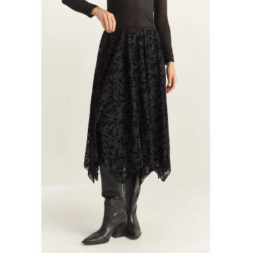 Fusta midi asimetrica -  neagra - Negru