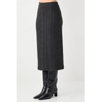 Fusta midi cambrata - Negru