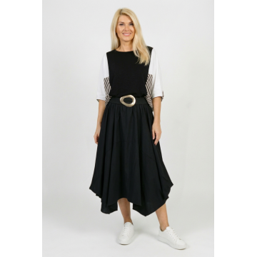 Fusta midi cu colturi, din vascoza neagra