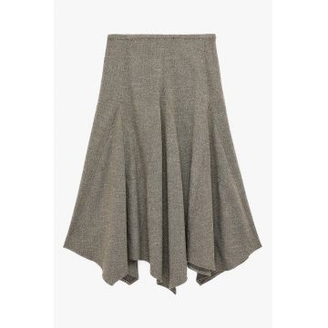 Fusta midi cu croiala pe bie - Maro taupe deschis