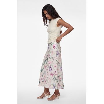 Fusta midi cu model floral - Multicolor