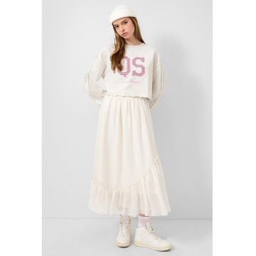 Fusta midi cu pliuri - Alb murdar