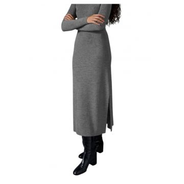 Fusta midi cu slit lateral -