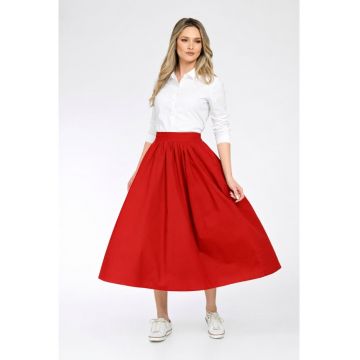 Fusta midi cu snururi ascunse