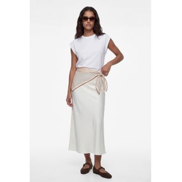 Fusta midi de satin - Alb murdar