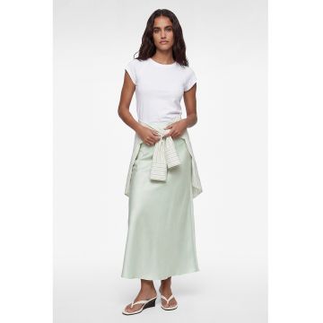 Fusta midi de satin - Verde menta