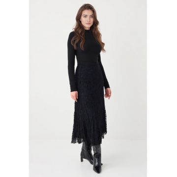Fusta midi din dantela - Negru