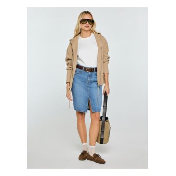 Fusta midi din denim cu slit in fata Zoe 462