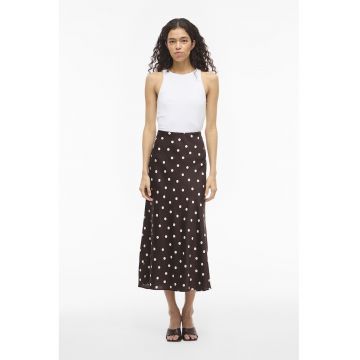 Fusta midi din satin Ellette - Maro inchis/Alb murdar