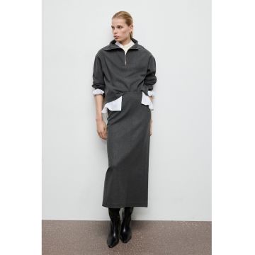 Fusta midi dreapta - Gri antracit