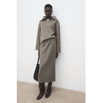 Fusta midi dreapta - Maro inchis