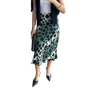 Fusta midi -  dungi leopard - negru/kaki -
