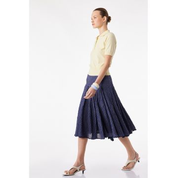 Fusta midi evazata - Albastru indigo