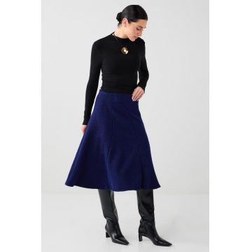 Fusta midi evazata - Albastru royal