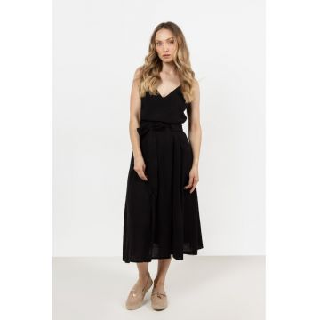 Fusta midi evazata -  bumbac - neagra